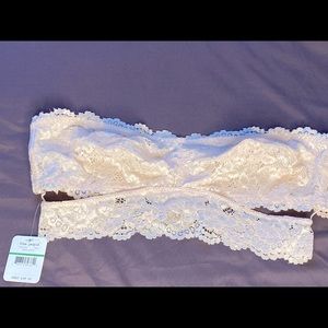 | Large Pink Free People Intimates Bandeau Rib Strap Lace Tube Bra